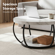 Load image into Gallery viewer, Artiss Coffee Table 2-Tier Marble Finish Round White&amp;Black
