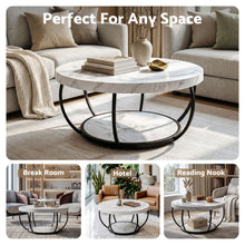Load image into Gallery viewer, Artiss Coffee Table 2-Tier Marble Finish Round White&amp;Black
