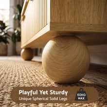 Load image into Gallery viewer, Artiss Coffee Table 90cm Center Table Fluted Drawers Open Shelf Spherical Solid Legs Wood
