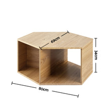 Load image into Gallery viewer, Set of 2 Coffee Table Hexagonal Center Table with Open Storage 2-Way Display Side Table Wood
