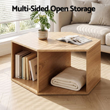 Load image into Gallery viewer, Set of 2 Coffee Table Hexagonal Center Table with Open Storage 2-Way Display Side Table Wood
