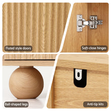 Load image into Gallery viewer, Buffet Sideboard Cabinet 2-Tier Fluted Kitchen Storage Ball Legs Pine
