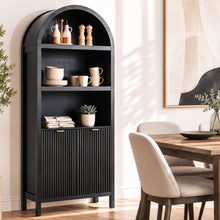 Load image into Gallery viewer, Buffet Sideboard Cabinet Pantry 180CM Arched Storage Bookshelf Black
