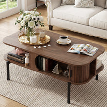 Load image into Gallery viewer, Artiss Coffee Table Living Room Center Table Shelf Cabinet Walnut
