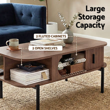 Load image into Gallery viewer, Artiss Coffee Table Living Room Center Table Shelf Cabinet Walnut
