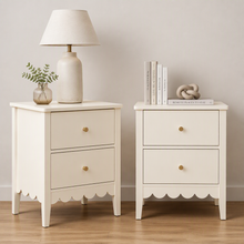 Load image into Gallery viewer, 2x Bedside Table 2 Drawers Bedroom Storage Nightstand Beige

