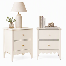 Load image into Gallery viewer, 2x Bedside Table 2 Drawers Bedroom Storage Nightstand Beige
