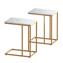 Load image into Gallery viewer, Artiss C Shaped End Table Set of 2 Coffee Table Side Table White &amp; Gold
