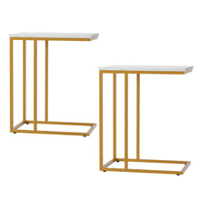 Load image into Gallery viewer, Artiss C Shaped End Table Set of 2 Coffee Table Side Table White &amp; Gold
