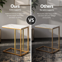 Load image into Gallery viewer, Artiss C Shaped End Table Set of 2 Coffee Table Side Table White &amp; Gold
