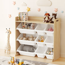 Load image into Gallery viewer, Keezi Kids Toy Box 9 Bins Bookshelf Organiser Display Shelf Storage Rack Wooden

