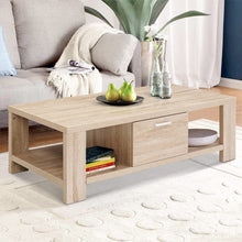 Load image into Gallery viewer, Artiss Coffee Table 1 Drawer Oak Maxi
