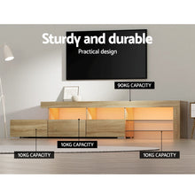 Load image into Gallery viewer, Artiss Entertainment Unit TV Cabinet LED 215cm Pine Caya
