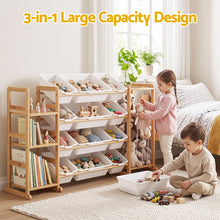 Load image into Gallery viewer, Keezi 3-in-1 Kids Toy Storage Organiser with 12 Bins, Shelves &amp; Animal Storage
