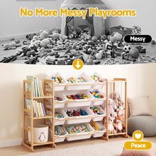Load image into Gallery viewer, Keezi 3-in-1 Kids Toy Storage Organiser with 12 Bins, Shelves &amp; Animal Storage
