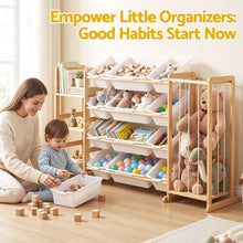 Load image into Gallery viewer, Keezi 3-in-1 Kids Toy Storage Organiser with 12 Bins, Shelves &amp; Animal Storage
