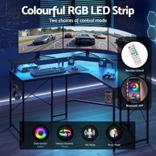 Load image into Gallery viewer, Artiss L-Shape Gaming Desk Computer Desks RGB LED Power Outlet 130cm Black
