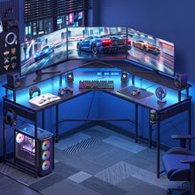 Load image into Gallery viewer, Artiss L-Shape Gaming Desk Computer Desks RGB LED Power Outlet 130cm Black
