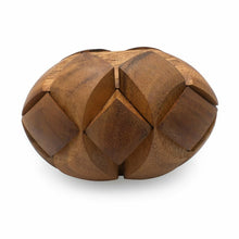 Load image into Gallery viewer, Brain teaser puzzle 3D hand made - Football round natural wood for kids or adults

