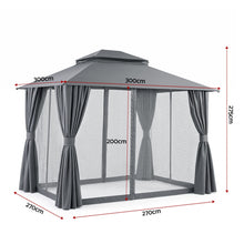 Load image into Gallery viewer, Instahut Gazebo 3x3m Canopy Outdoor Steel Frame Patio Tent Curtains Marquee Grey
