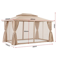 Load image into Gallery viewer, Gazebo 3x4m Canopy Outdoor Steel Frame Patio Tent Curtains Marquee Beige
