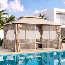 Load image into Gallery viewer, Gazebo 3x4m Canopy Outdoor Steel Frame Patio Tent Curtains Marquee Beige
