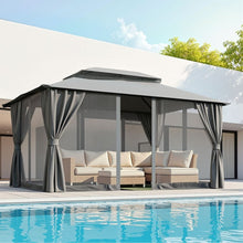 Load image into Gallery viewer, Gazebo 3x4m Canopy Outdoor Steel Frame Patio Tent Curtains Marquee Grey

