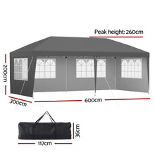 Load image into Gallery viewer, Gazebo 3x6m Pop Up Marquee Wedding Party Outdoor Camping Canopy Grey
