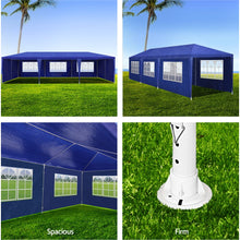 Load image into Gallery viewer, Gazebo 3x9m Marquee Wedding Party Tent Outdoor Camping Side Wall Canopy 8 Panel Blue
