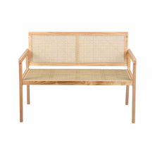 Load image into Gallery viewer, Garden Bench Wooden Bench Outdoor PVC Woven Seat Backrest 107cm
