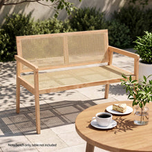 Load image into Gallery viewer, Garden Bench Wooden Bench Outdoor PVC Woven Seat Backrest 107cm
