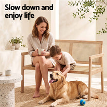 Load image into Gallery viewer, Garden Bench Wooden Bench Outdoor PVC Woven Seat Backrest 107cm
