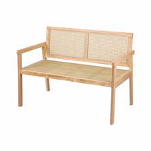Load image into Gallery viewer, Garden Bench Wooden Bench Outdoor PVC Woven Seat Backrest 107cm
