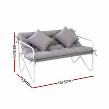 Load image into Gallery viewer, Garden Bench 2 Seater Outdoor Bench Metal with Cushion 118cm Grey
