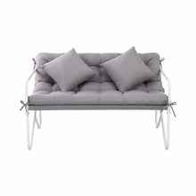Load image into Gallery viewer, Garden Bench 2 Seater Outdoor Bench Metal with Cushion 118cm Grey
