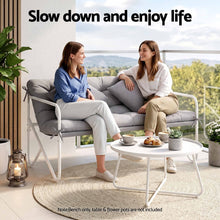 Load image into Gallery viewer, Garden Bench 2 Seater Outdoor Bench Metal with Cushion 118cm Grey

