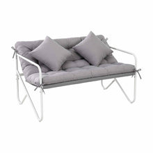 Load image into Gallery viewer, Garden Bench 2 Seater Outdoor Bench Metal with Cushion 118cm Grey
