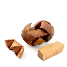 Load image into Gallery viewer, Fathers Day gift_ Brain teaser puzzle Football shape natural wood- can Dad put it back together
