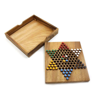 Chinese Checkers - wooden board game, strategy game, game for adults, game for kids, Medium