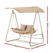 Load image into Gallery viewer, Outdoor Swing Chair 2-Seater Rattan Seat with Canopy Beige
