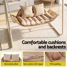 Load image into Gallery viewer, Outdoor Swing Chair 2-Seater Rattan Seat with Canopy Beige
