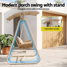 Load image into Gallery viewer, Outdoor Swing Chair 2-Seater Rattan Seat with Canopy Beige
