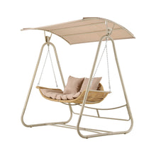 Load image into Gallery viewer, Outdoor Swing Chair 2-Seater Rattan Seat with Canopy Beige
