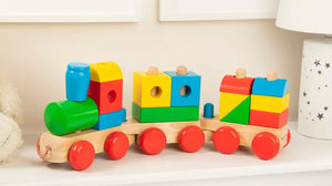 Train 3 section puzzle blocks wooden train