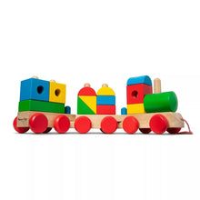 Load image into Gallery viewer, Train 3 section puzzle blocks wooden train
