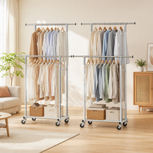 Load image into Gallery viewer, Artiss 2X Clothes Rack Double Rod Airer Rail Coat Stand Adjustable Hanger
