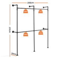 Load image into Gallery viewer, Artiss Industrial Pipe Clothing Rack Garment Clothes Display Stand Wall Mounted
