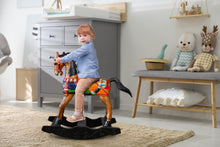 Load image into Gallery viewer, Rocking horse handmade solid wood-beautiful hand painted detail-very unique
