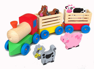 Wooden Animal Farm Train NEW kids classic play toy