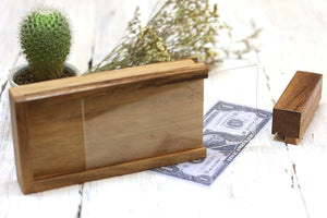 Hidden money gift: Wooden Puzzle Box- Hide your gift and see if they can open it using Hidden Compartments - Sliding Door